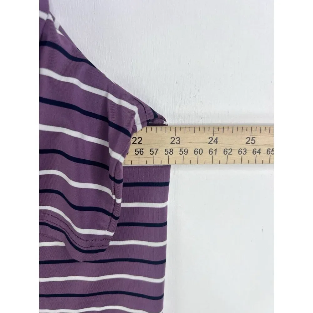 RLX Ralph Lauren Polo‎ Shirt L Purple Striped Performance Barton Creek Golf Mens